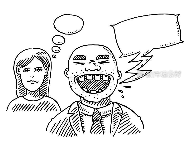 Annoyed Woman Rude Man Speech Bubble Drawing
